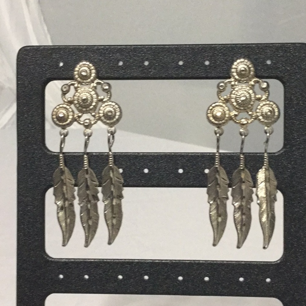 Sterling Silver Feather Dangle Posts - image 3